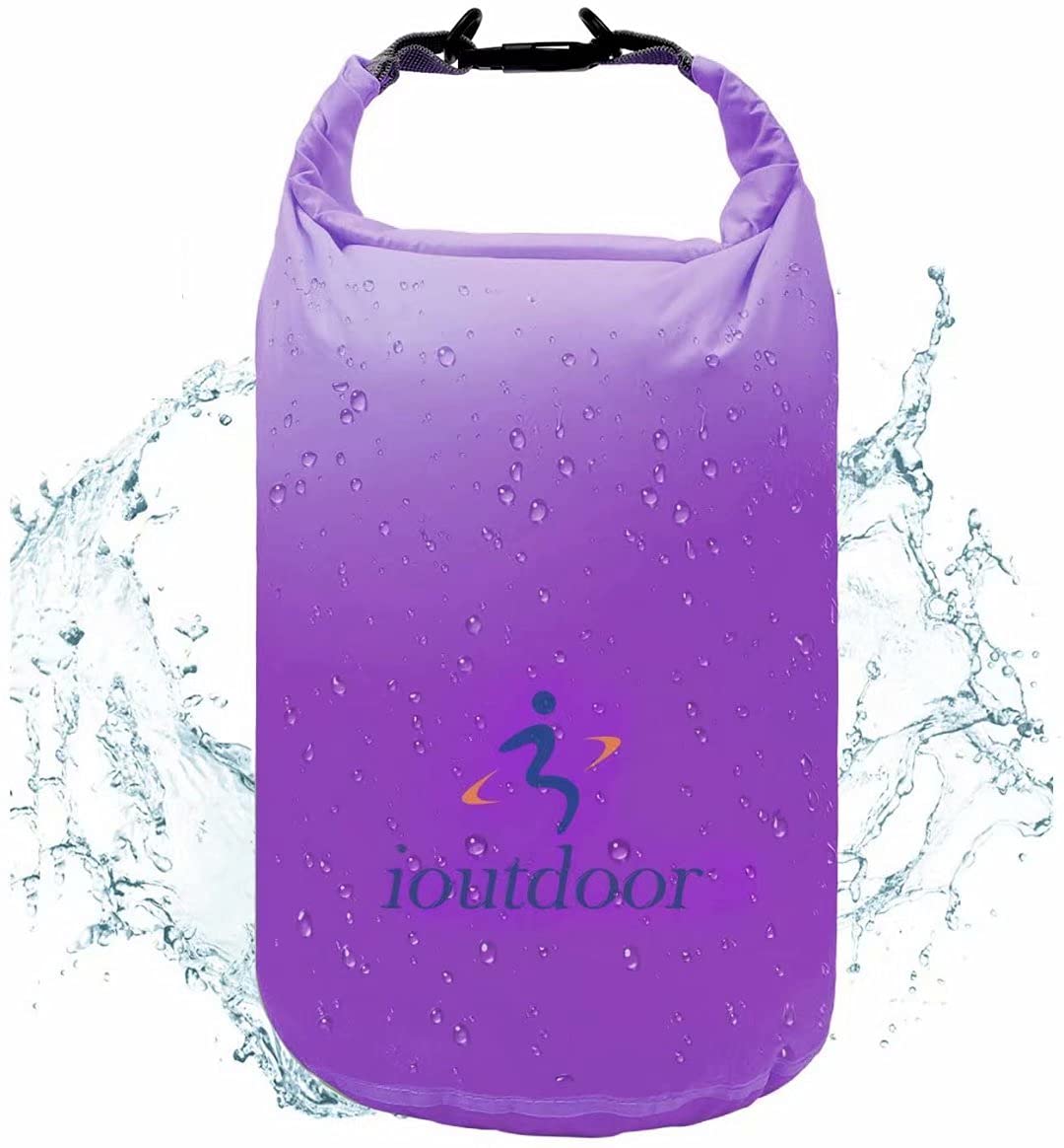 ioutdoor Waterproof Dry Bags Lightweight 2L/5L/10L/20L Keep Dry Clean, Dry Compression Sacks Small Large for Kayaking, Gym, Hiking, Swimming, Camping, Canoeing, Boating, Fishing (Purple, 20L)