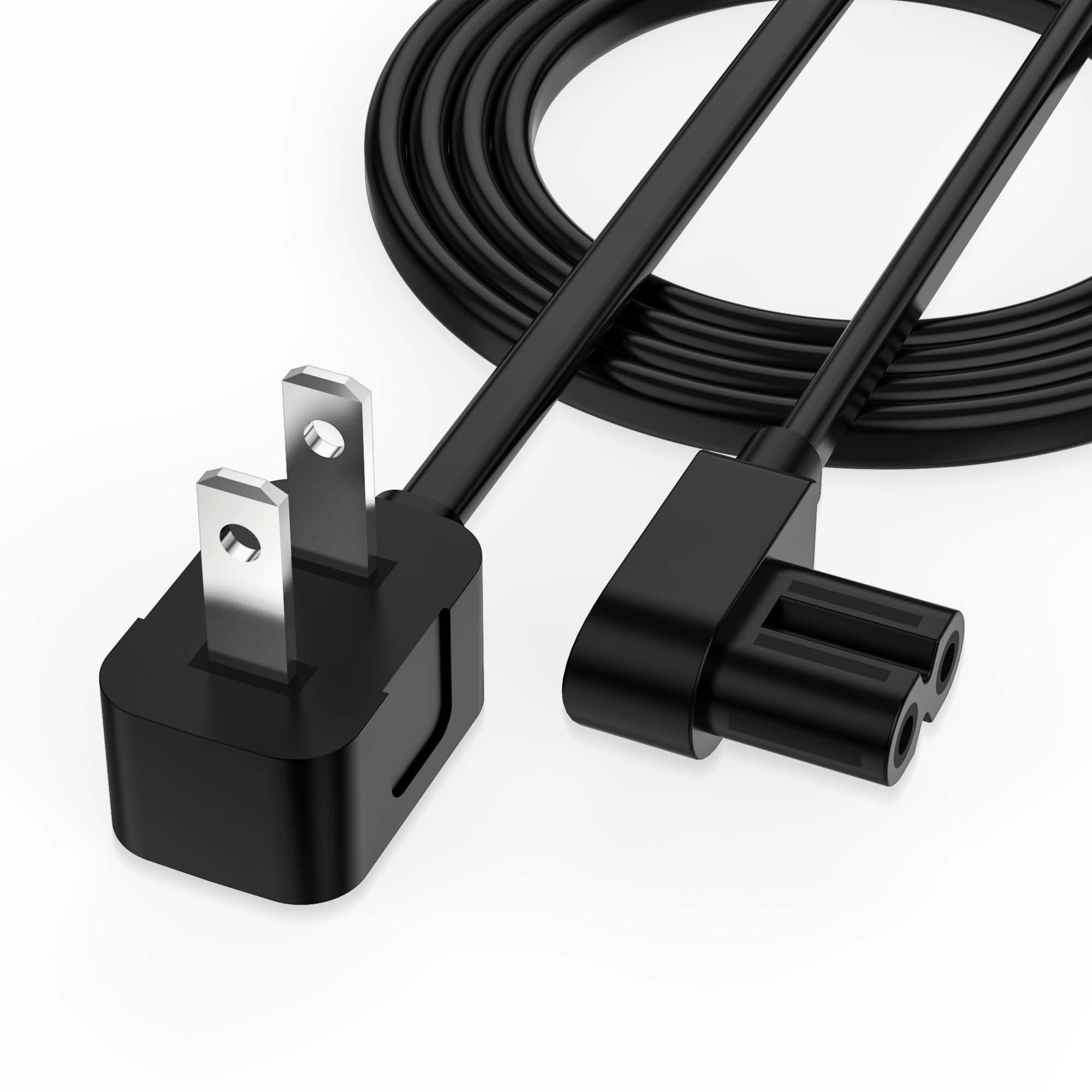Photo 1 of AGVEE 5ft 90 Degree Right Angle TV Power Cord, 2 Prong Figure 8 IEC C7 C8 18AWG Cable, Space-Saving Low Profile Wall Plug for Apple Samsung LG Sony TV, PS5, PS4, Xbox, Printer, Black