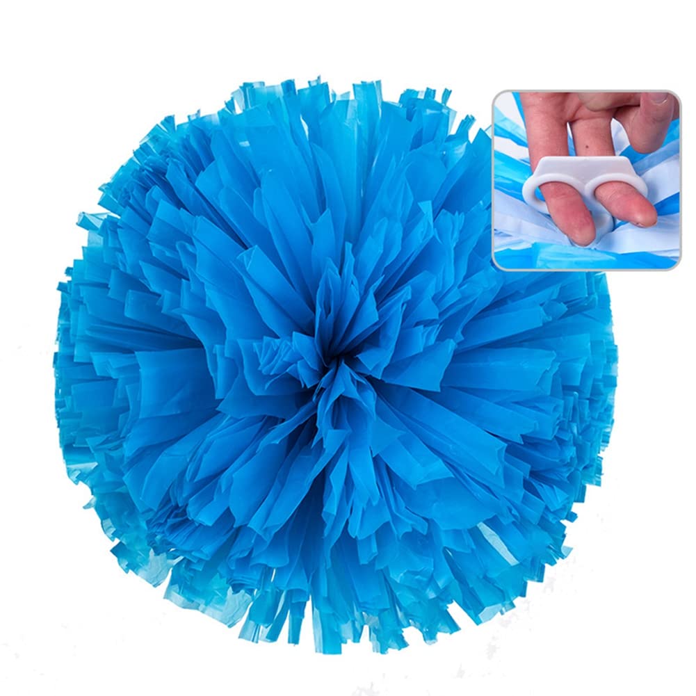 Egurs Pack of 2 Cheerleader Pom Poms with Ring Cheerleader Pompoms Hand Flowers Round Dance Cheer Poms for Children Adults Sports Competition Holiday Celebrations Dance Party Team Ghost Blue L = 35 cm