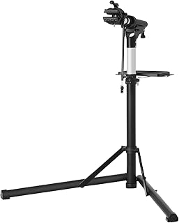 SONGMICS Fahrradmontageständer, Aluminium Montageständer für Fahrräder, Reparaturständer mit magnetischer Werkzeugschale, Reparaturset, höhenverstellbar, leicht, schwarz SBR04B