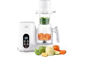 Chefhandy Baby Food Maker, Baby Food Processor, 5 in 1 Baby Puree Maker with Two Layer Steaming Baskets for Steamer,Blender,Bottle Warming Fuction, Auto Cooking & Grinding,Touchscreen Control, White