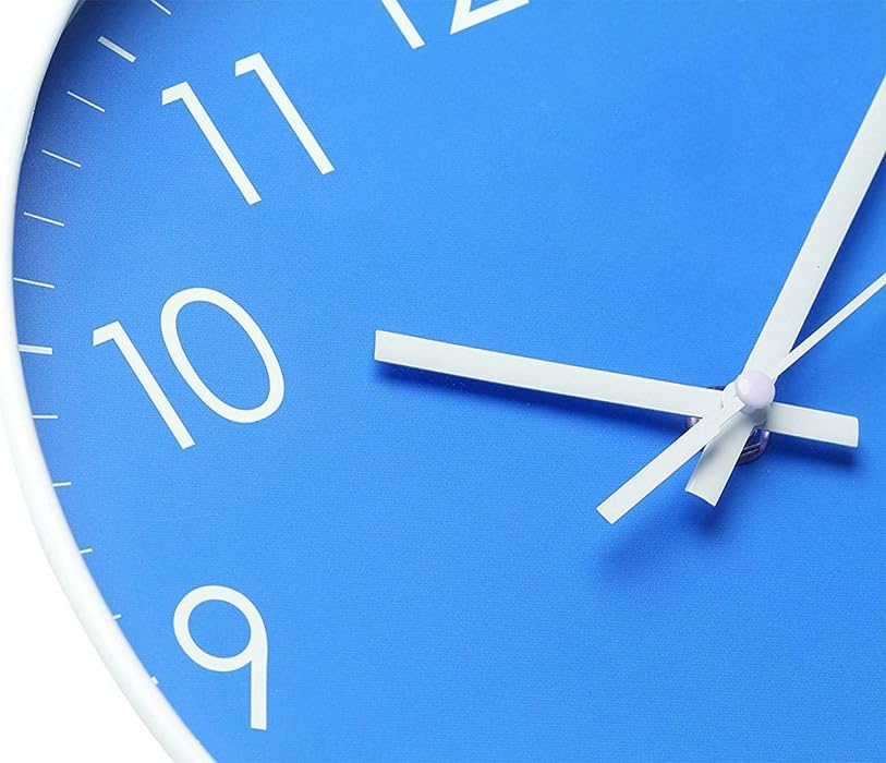 Epy Huts Wall Clock Battery Operated Indoor Non-Ticking Silent Quartz Quiet Sweep Movement Wall Clock for Office,Bathroom,Living Room Decorative 10 Inch Blue: Home & Kitchen