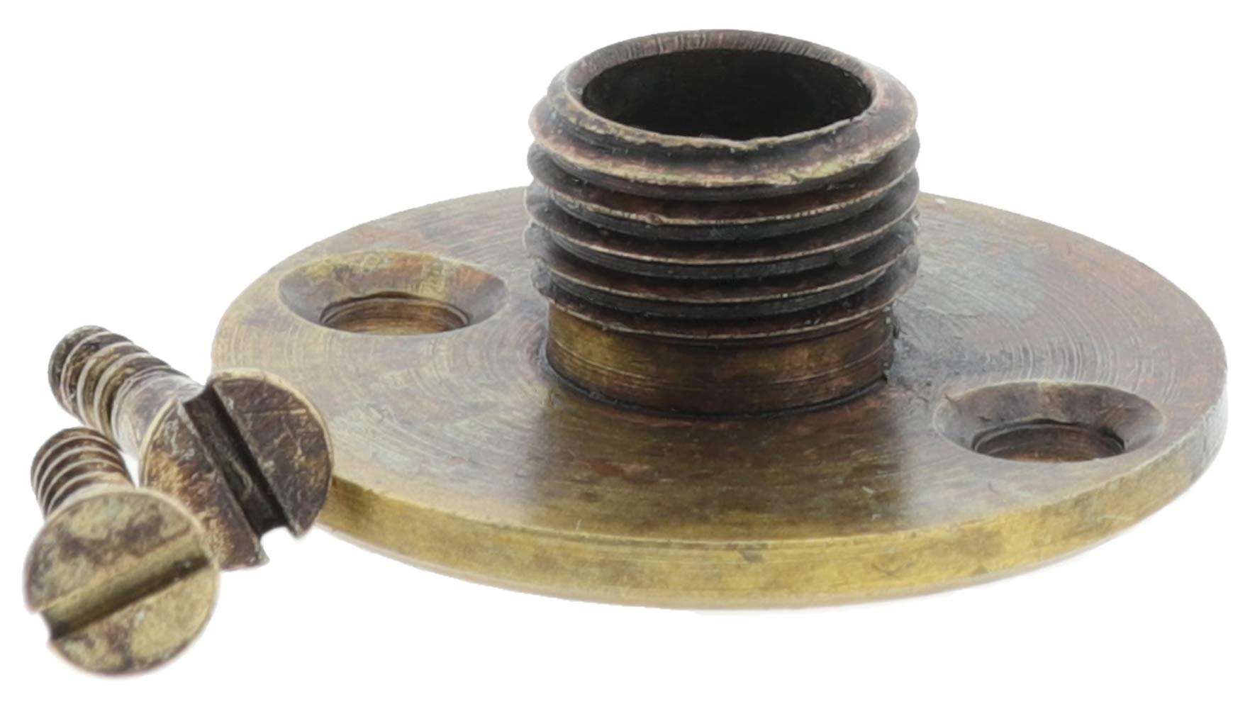 10mm Brass Nipple Plate 25mm Diameter with Fitting Screws in Antique Brass Finish