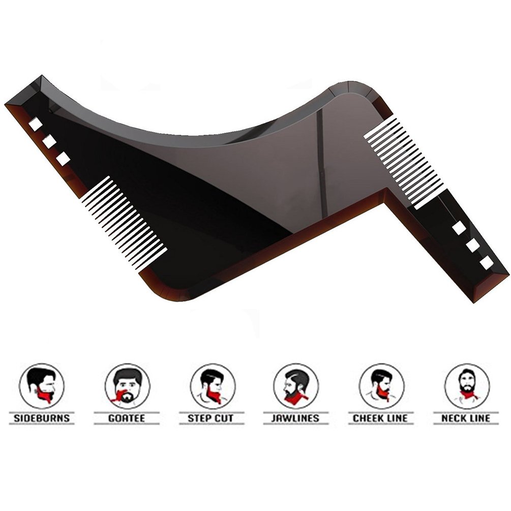 Beard Shaping Tool Template，IOQSOF Beard Shaping & Styling Tool with Inbuilt Comb for Perfect Line Up & Edging, Use with a Beard Trimmer or Razor to Style Your Beard & Facial Hair
