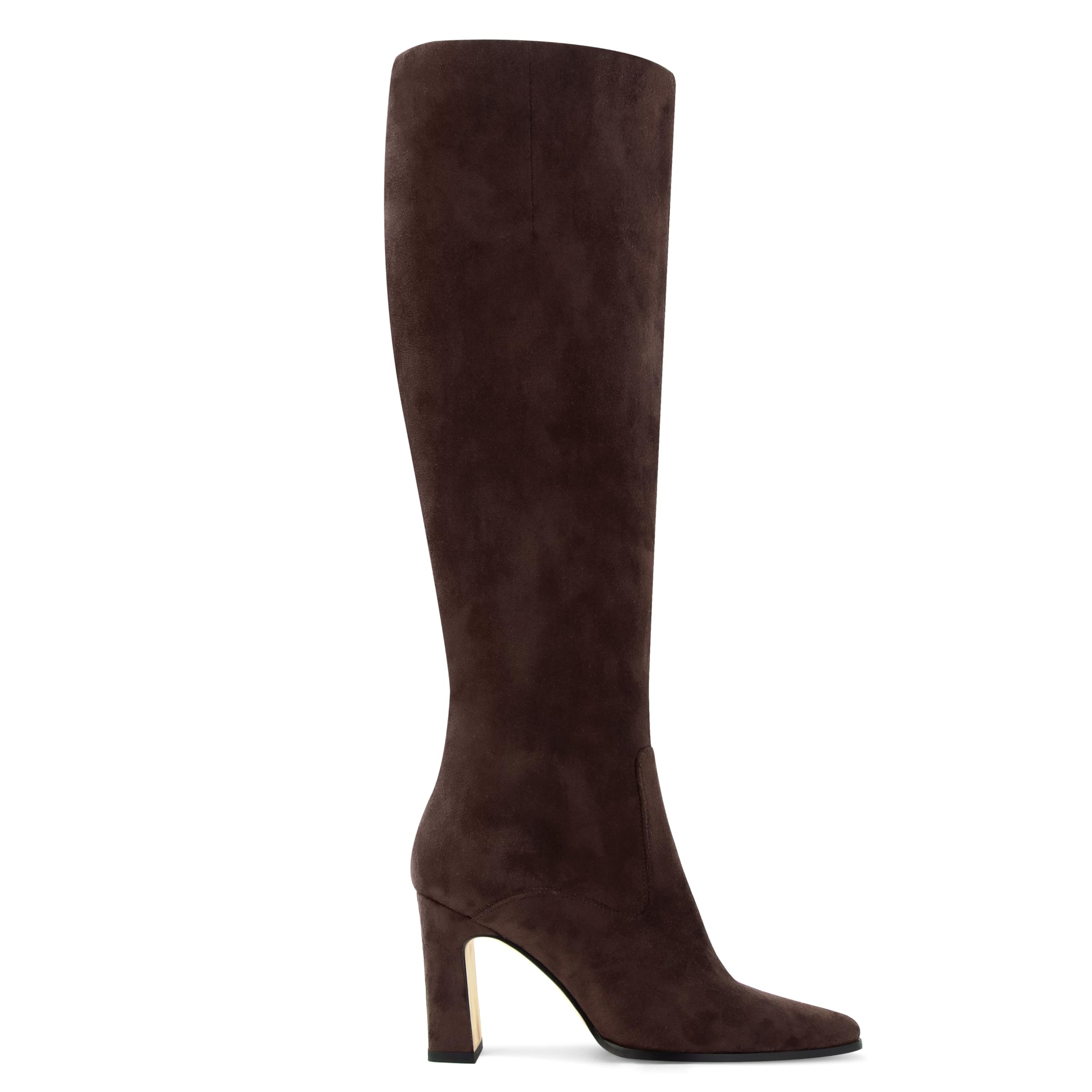 DOEYG Brown Suede Knee High Boots for Women Heeled Tall Women...