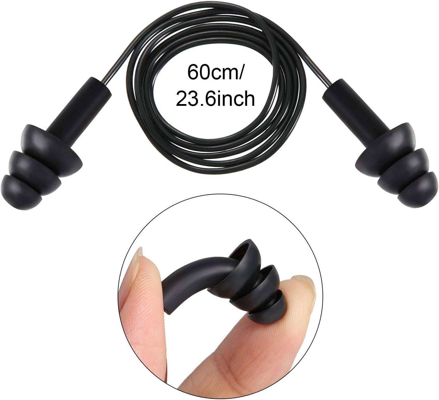 30 Pairs or 60 Pairs Corded Ear Plugs Silicone Waterproof Ear Plugs with Cords for Sleeping Snoring Swimming Shooting, Reusable Ear Plugs Noise Cancelling and Hearing Protection (30): Health & Personal Care