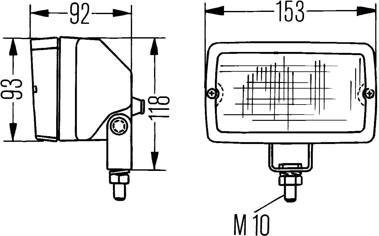 Faro Lavoro HELLA Micro DE - 12V 55W, Montaggio Esterno, Illuminazione Vicino - Lampada H3 - Nero