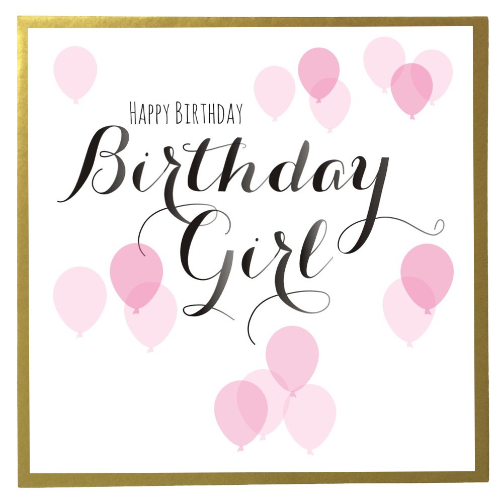 Claire Giles Greeting Cards, Happy Birthday Girl Card, with Pink Balloons