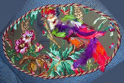image for EMENOW SALE Ribbon and Stumpwork Embroidery of Pheasant in Tropical Pa