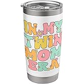 In My Twin Mom Era Twin Mama Reto Groovy Twin Mom New Mom Stainless Steel Insulated Tumbler