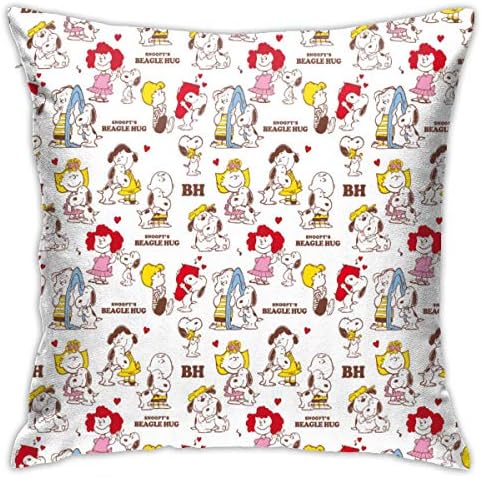 Greatbe Throw Pillow Covers Charlie Brown And Snoopy Both Sides Print Zipper Cover For Couch Sofa Decor Pillowcases 18 X 18 Inches