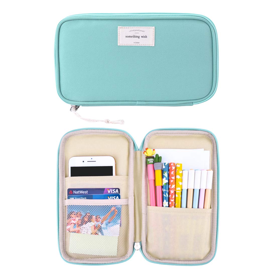 Oyachic Pencil Case Pencil Bag Stationery Pouch Canvas Pencil Pouch with Zipper Travel Cosmetic Case Storage Bag (Sky Blue)