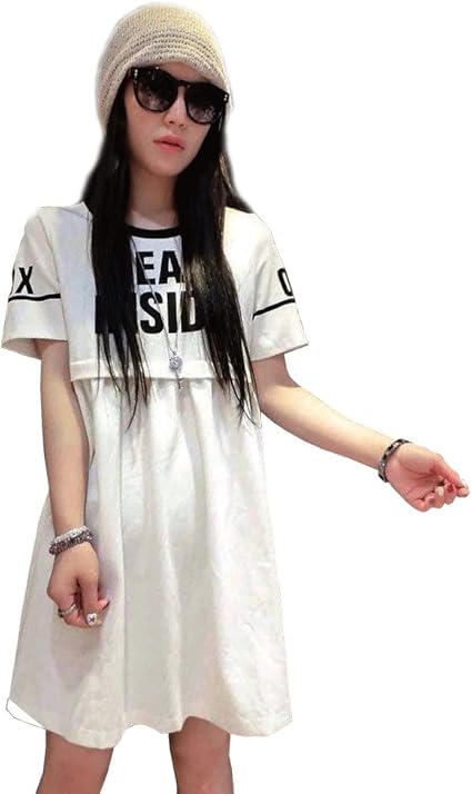 Amazon Co Jp 夏服新型ヤード女装半袖で底がトレンカワンピゆとりレジャー上着 L 白い 服 ファッション小物