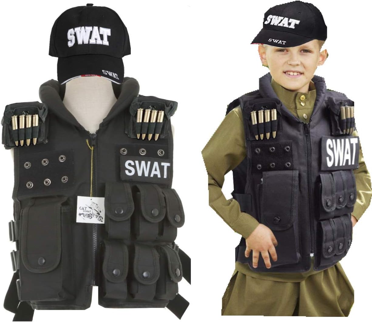 Amazon Catsobat ハロウィン仮装 SWAT ベスト キッズ SWAT キャップ ハロウィン 仮装 hellween
