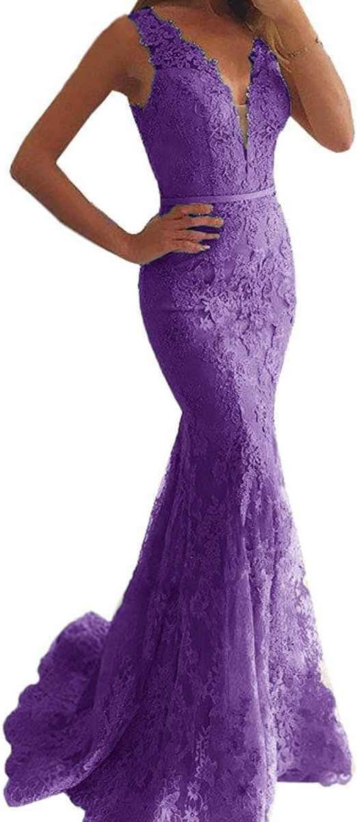 LastBridal Women Lace Mermaid Prom Evening Dress Party Gowns Long Lb0044