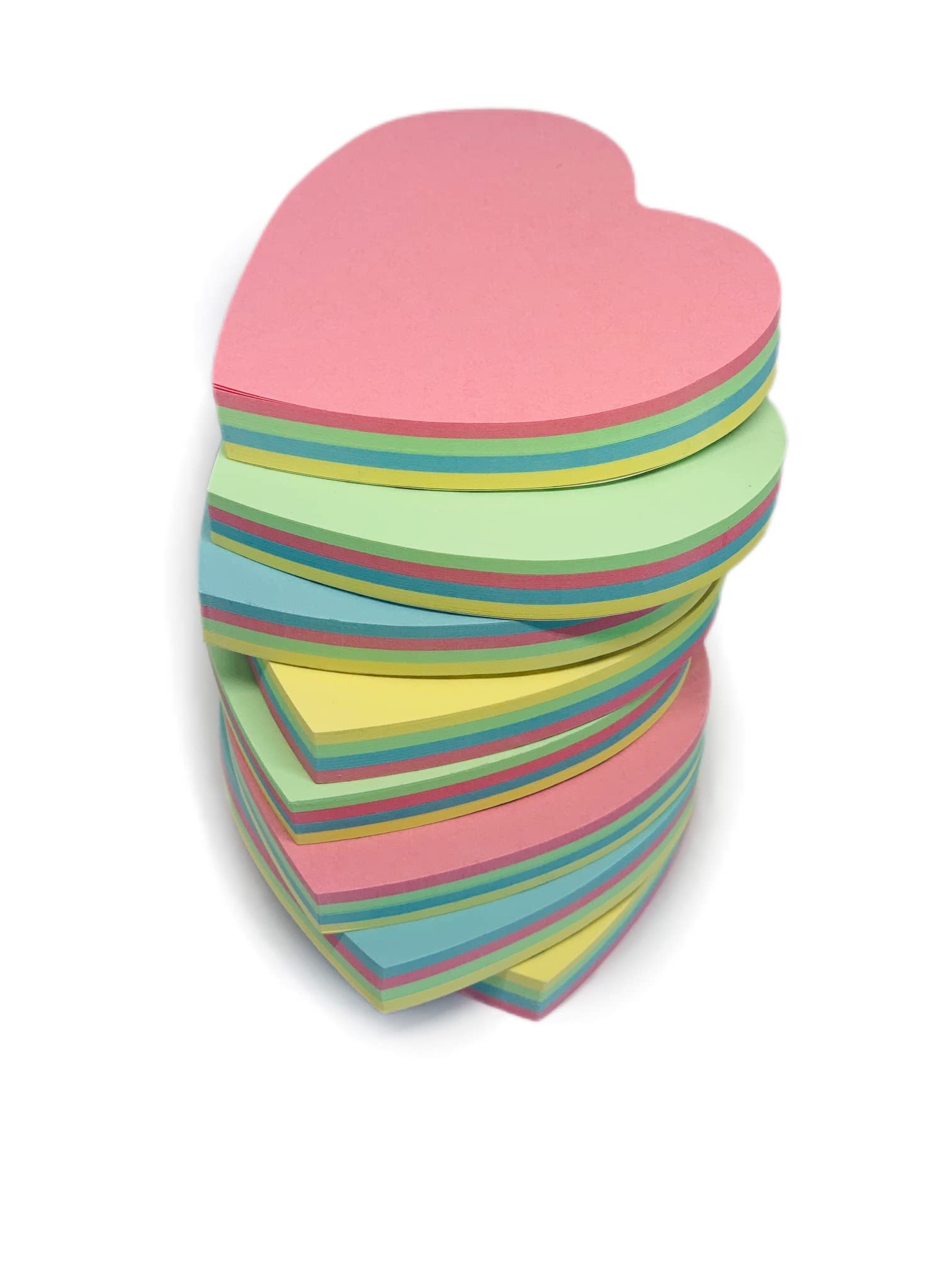 GUMTAPE Heart Shape Sticky Notes 76 mm x 76mm, 8 Pads of 100 Sheets/Pad, Rainbow MixColor Sticky Notes 11503/08. Cute Mixed Colour for Office/Home/Kitchen/Baking/Schoo (8 Pads)