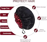 Fuyamp Satin Sleep Cap 2 Pack Adjustable Double-Sided Waterproof Pink Black view 3