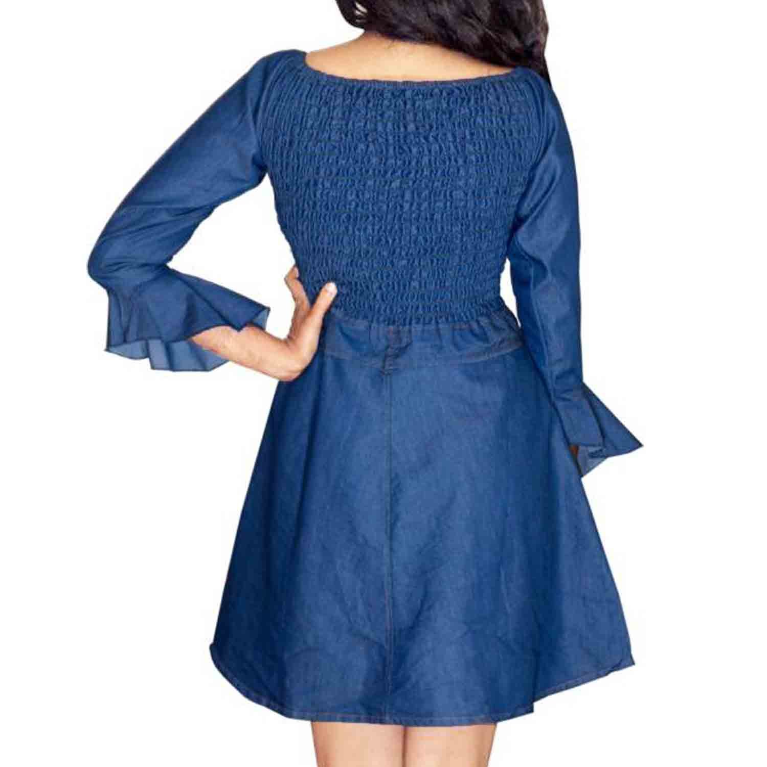 c.cozami women's solid casual denim light blue/dark blue dress