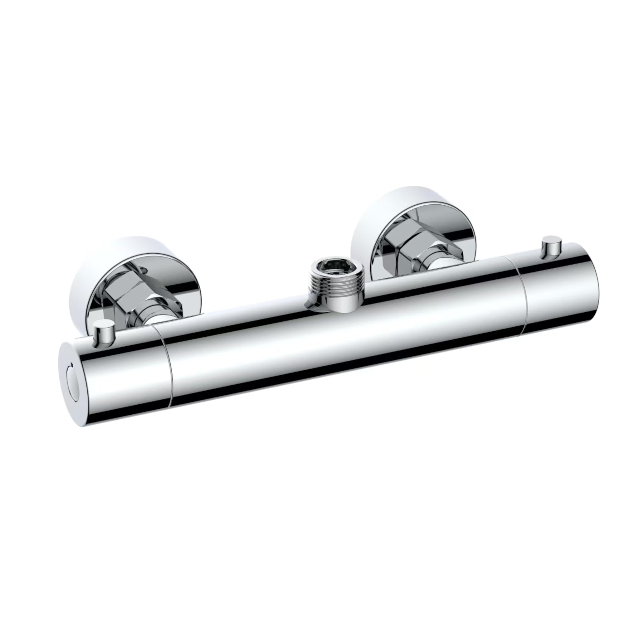 ENKI, Dune, T32, Chrome, Thermostatic Shower Mixer Valve, Bar Shower Mixer Valve, Anti Scald Device, Modern Design, Constant Temperature Control, Top Outlet, for Rigid Riser Rails or Slider Rails