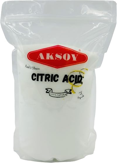 AKSOY Citric Acid Food Grade 2KG Non-GMO Anhydrous Bath Bombs Cleaning