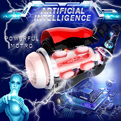 Male Masturbator Cup Adult Sex Toys for Men, Automatic Electric 5 Clamping+ 10 Vibrating with Various Girls Moans Stroker Masturbation Cup Rechargeable 3D Realistic Vagina Massage Vibrator (RED)