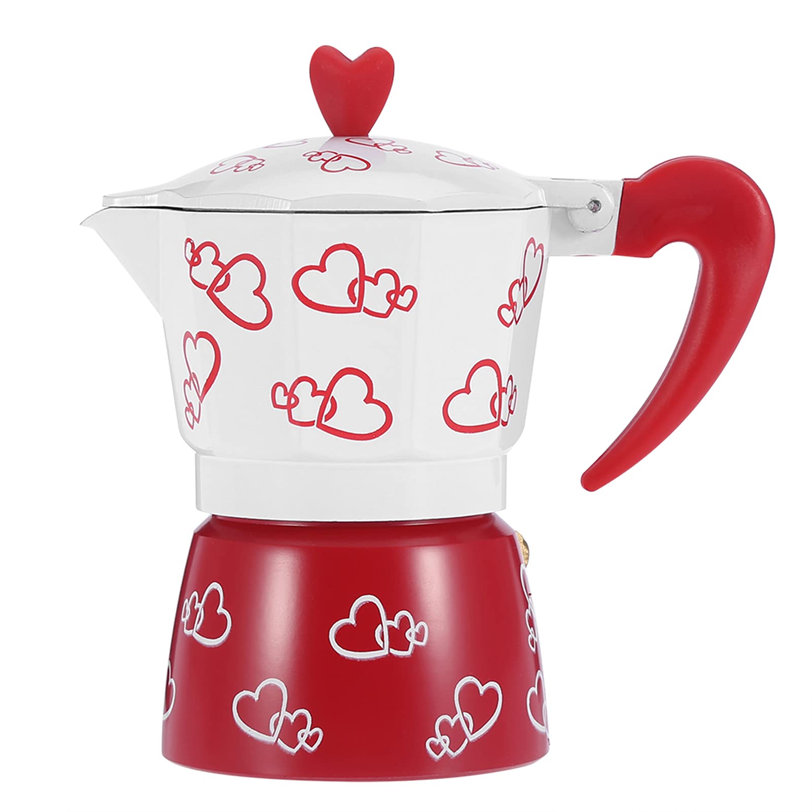 Moka Pot Red Espresso Coffee Cup, Light Coffee Maker, S/L Cappuccino for Home Office Latte Making(Red Heart Large)