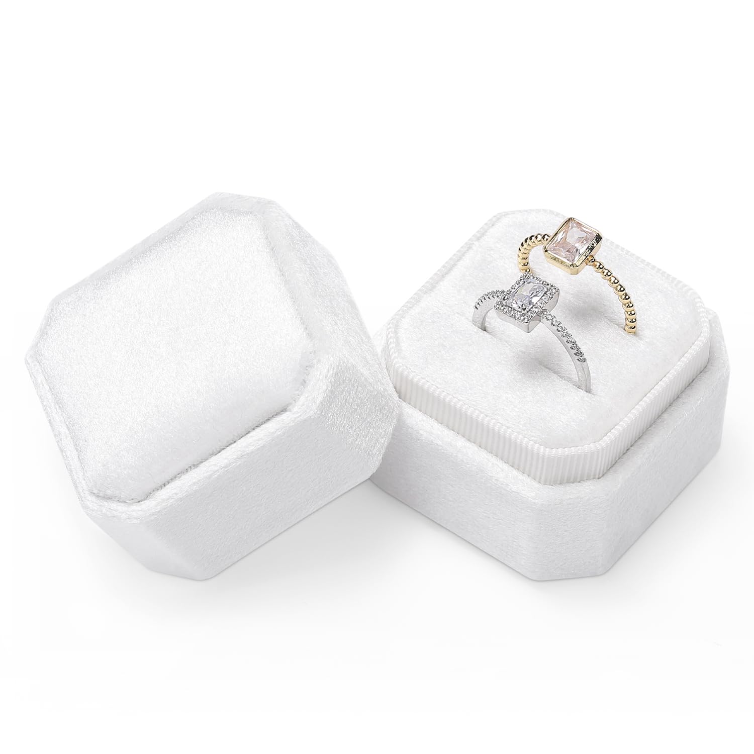 Sightor Velvet Ring Box, Octagon Velvet Jewelry