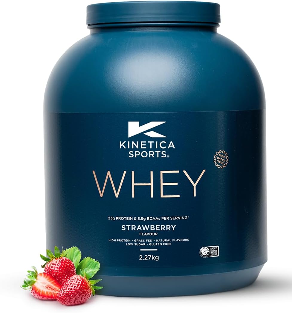 Kinetica Whey Protein Powder Strawberry 2.27 Kg 76 Servings 23g Protein