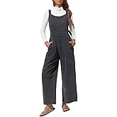 EXLURA Women Fall Overalls Denim Loose Fit Wide Leg Bib Jumpsuits Casual Adjustable Baggy Jeans Romper with Pockets 2025