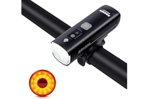 RAVEMEN Bike Lights for Night Riding, 5+6 Modes Rechargeable Bicycle Light, IPX7 Waterproof Bright Bike Headlight and Tail Li