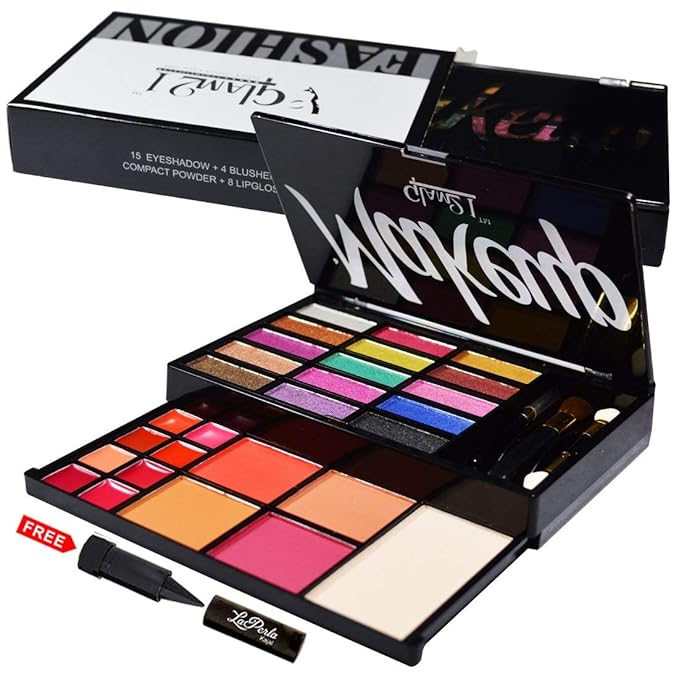 Glam 21 Fashion Makeup Kit with Eyeshadow, Blusher, Compact Powder and