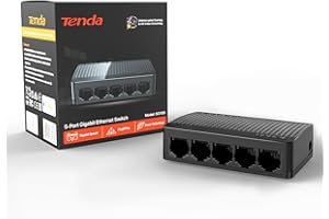 Tenda SG105, 5 Port Gigabit Switch, Unmanaged Ethernet Switch, Office Ethernet Splitter, Plug & Play, Plastic Case, Desktop/ 