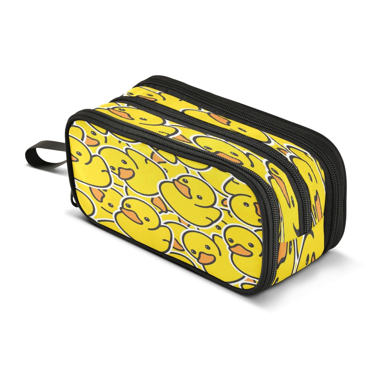 Duck Big Capacity Pencil Case Little Yellow Duck 3 Compartment Pen Bag Pouch Holder Box for Office College School Portable Storage Bag for Kids
