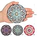 Absorbent Ceramic Stone Coasters for Drinks: Mandala Drink Coaster Set with Cork Back - Round Coasters and Holder Box for Home, Office, Bar - Coffee Table Beverage Cup Mat Sets - 4 Inch, Set of 6