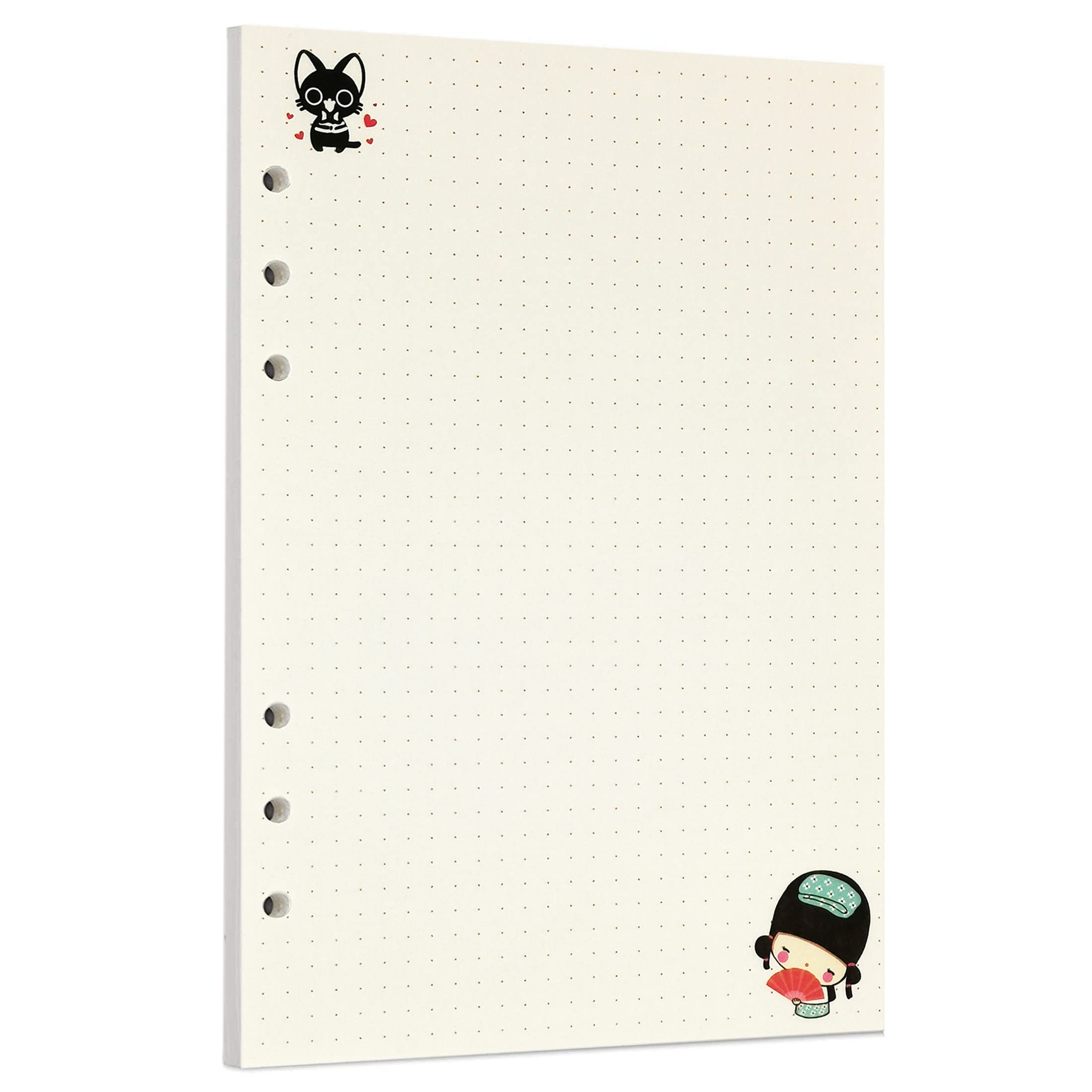 Zelten 45 Sheets 90 Pages Colorful Loose Leaf Punched Paper Refills Paper for 6 Hole Binder Personal Organizer Diary Notebook Refillable Planner (A5, Fairy Tale Dotted)