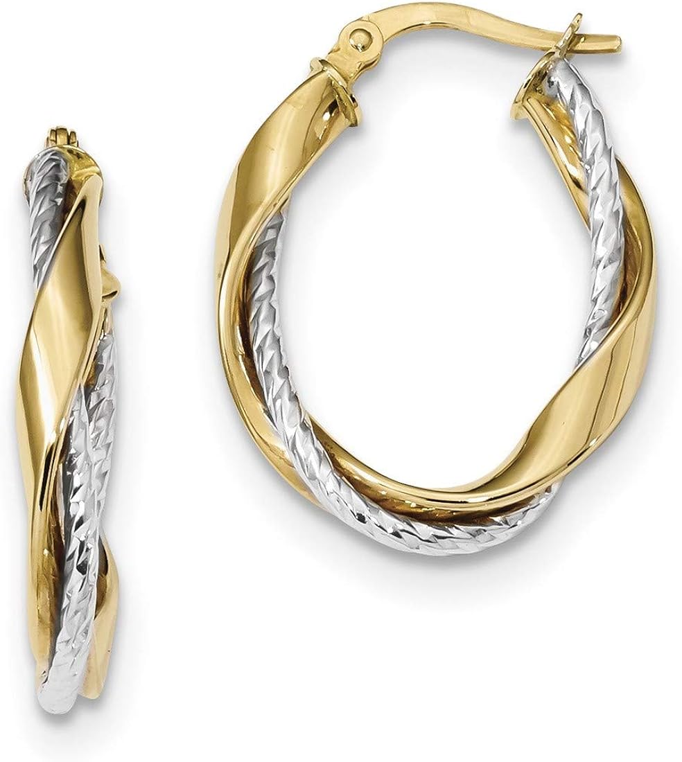Polished and Textured Twisted Rope Double Hoop Earrings in