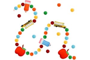 AYMOLAS Back to School Felt Pom Banner Cute 3D Bus Apple Pencil Felt Ball Garland Back to School Classroom Decorations Hanging Banner for First Day of School Classroom Decor