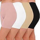 ZENUTA 4 Pack Slip Shorts for Women Under Dresses, Seamless Anti Chafing Shorts Women, Smooth Boy Shorts Underwear Summer (Black White Nude Pink,S)