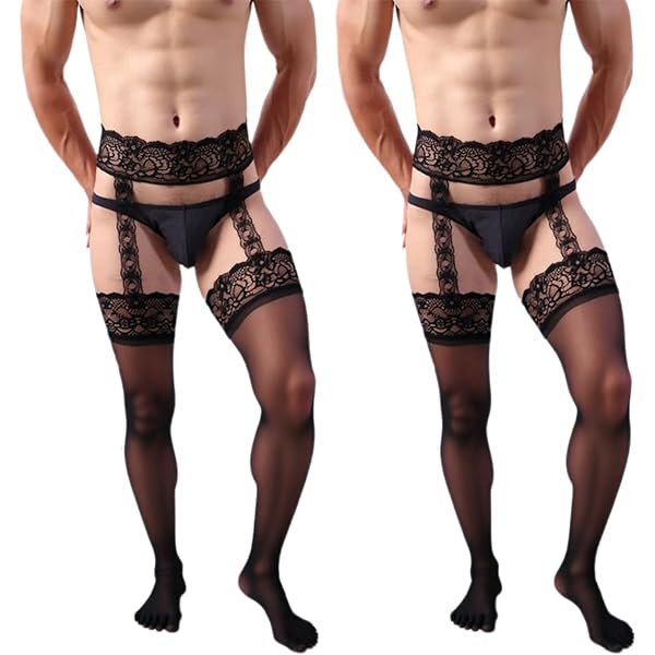 Amazon.com: Manguo Mens Lingerie Suspender Stockings Garter Belt Tights  Thigh High Pantyhose Sets : Clothing, Shoes & Jewelry