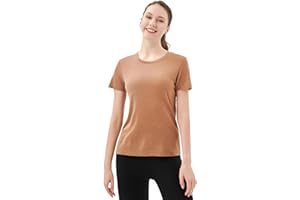 Merino Protect 100% Merino Wool T Shirts Women Crew Neck Tops Short Sleeve Odor Resistance Base Layer Travel Hiking Tee Shirt