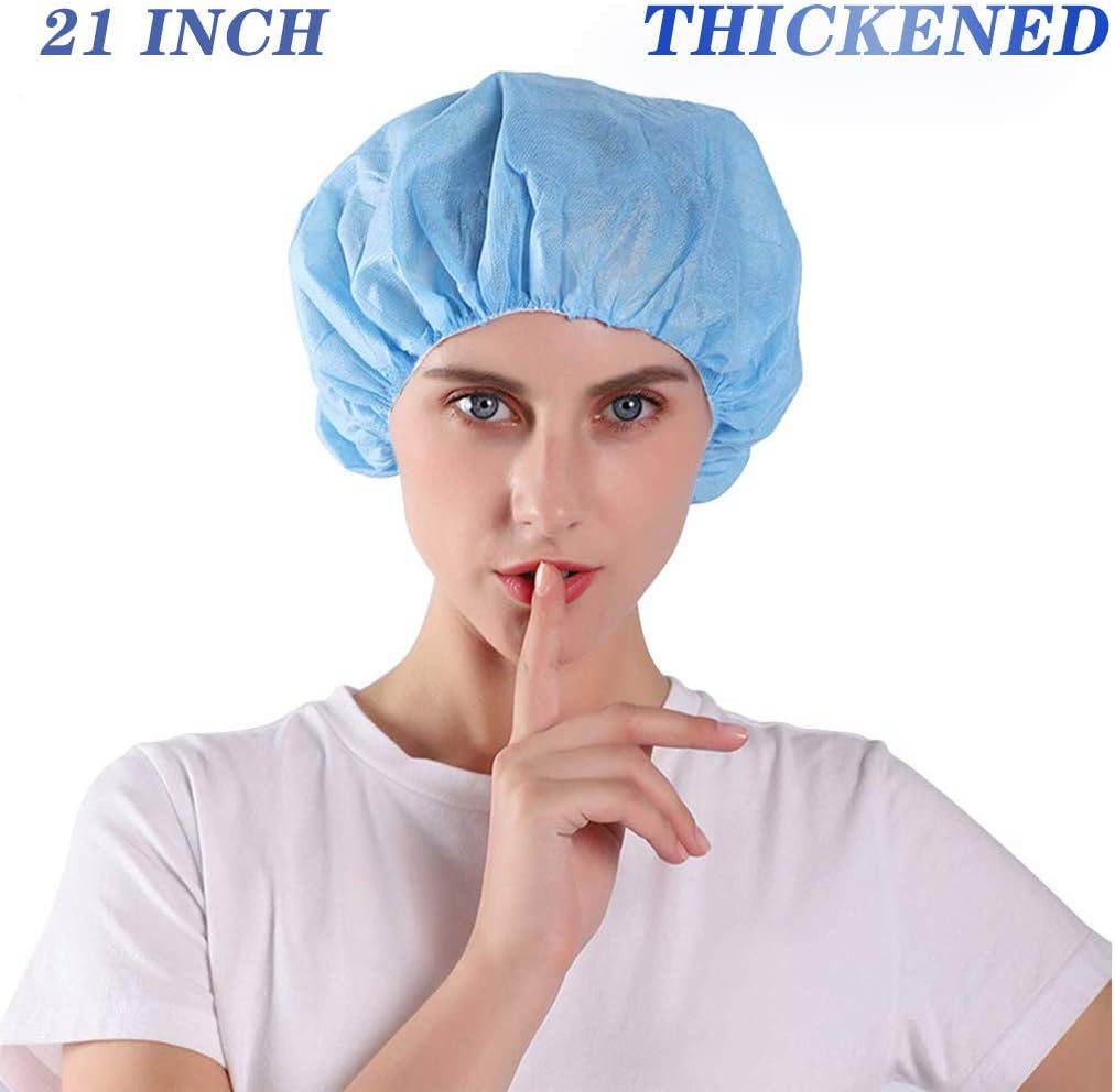 Comforer 100 Pcs Surgical Disposable Bouffant (Hair Net) Caps, Spun-bounded Poly, Hair Head Cover Net 21 Inches for Woven, Men, Nurse, Surgeon, Scrub Caps Surgical Women. Hospital