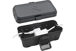 Hrensaw Small Weatherproof Electrical Connection Box(Inner 5.5 x 3 x 2.2inch),Outdoor Electrical Box,Waterproof Extension Cord Covers for Plug, Extension Cables, Holiday Lights,Black