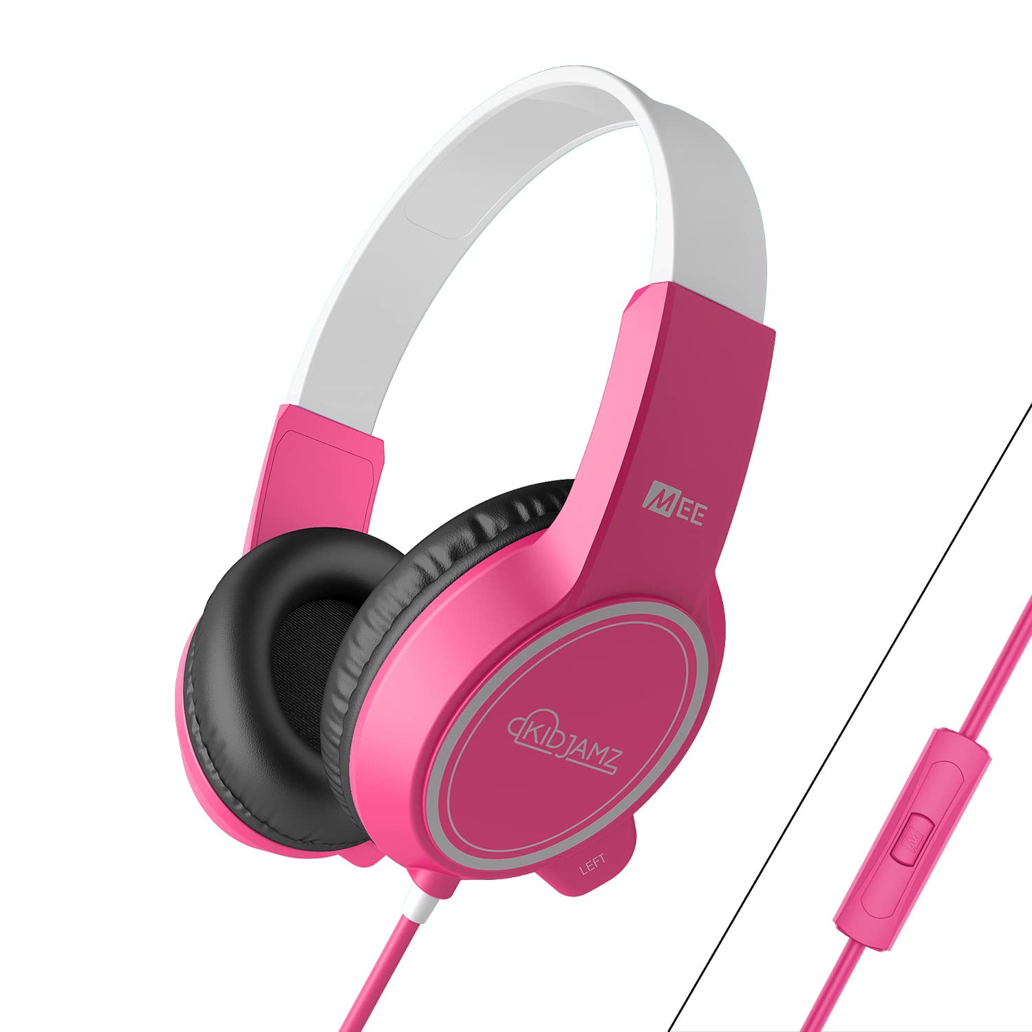 MEE audio KidJamz 3 Kids Safe Listening Headphones with Volume Limiter & Built-in Microphone, Adjustable On-Ear Headset w/ 3.5mm Jack & Tangle-Free Cord for Online Learning/School/Travel/Tablet