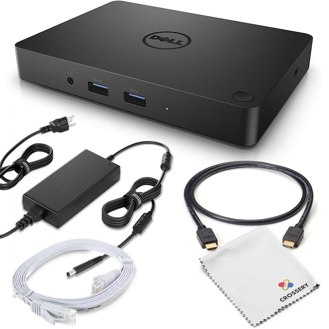 Photo 1 of Dell WD15 USB 3.0 Docking Station Bundle with Dual Monitor Support, 130W Power Adapter, HDMI/VGA/MiniDP, Ethernet, and Multiple USB Ports (Renewed)
