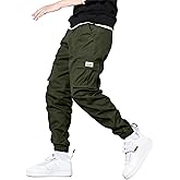 HOTake Men's Casual Cargo Pants Elastic Waist Drawstring Tapered Pants for Men Joggers Hiking Pants with Multi Pockets