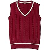 jinghuiyue Women's Stripe Sweater Vest Classic V Neck Cable Knit Vest Sleeveless Pullover Ribbed Tank Tops