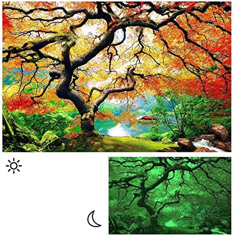 Picture Painting Of Maple Forest Lighted Canvas Wall Art For Bedroom Wall, 31,50 x 47,24 Inch.