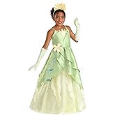 Disney Princess and the Frog Tiana Costume Dress for Girls - Kid's Princess Tiana Outfit with Headband & Gloves