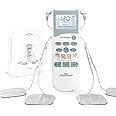 Easy@Home Rechargeable TENS Unit Professional Grade Electronic Pulse Massager - Backlit LCD Display, Leather storage bag, Pow