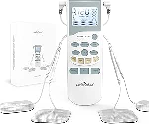 Easy@Home Rechargeable TENS Unit Professional Grade Electronic Pulse Massager - Backlit LCD Display, Leather storage bag, Powerful Pulse Intensity, 510K Cleared, FSA Eligible OTC Home Use, EHE012PRO
